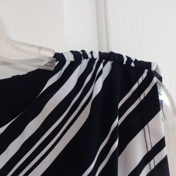 Chico's Womens Black White Pleated Lined Knit Kit Stripe Sleeveless Blouse Sz 0 - Picture 4 of 10